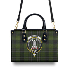 MacLean Hunting Tartan Crest Leather Handbag