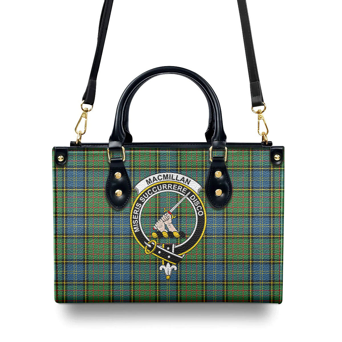 MacMillan Hunting Ancient Tartan Crest Leather Handbag