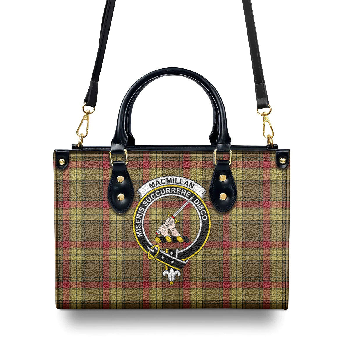 MacMillan Old Weathered Tartan Crest Leather Handbag