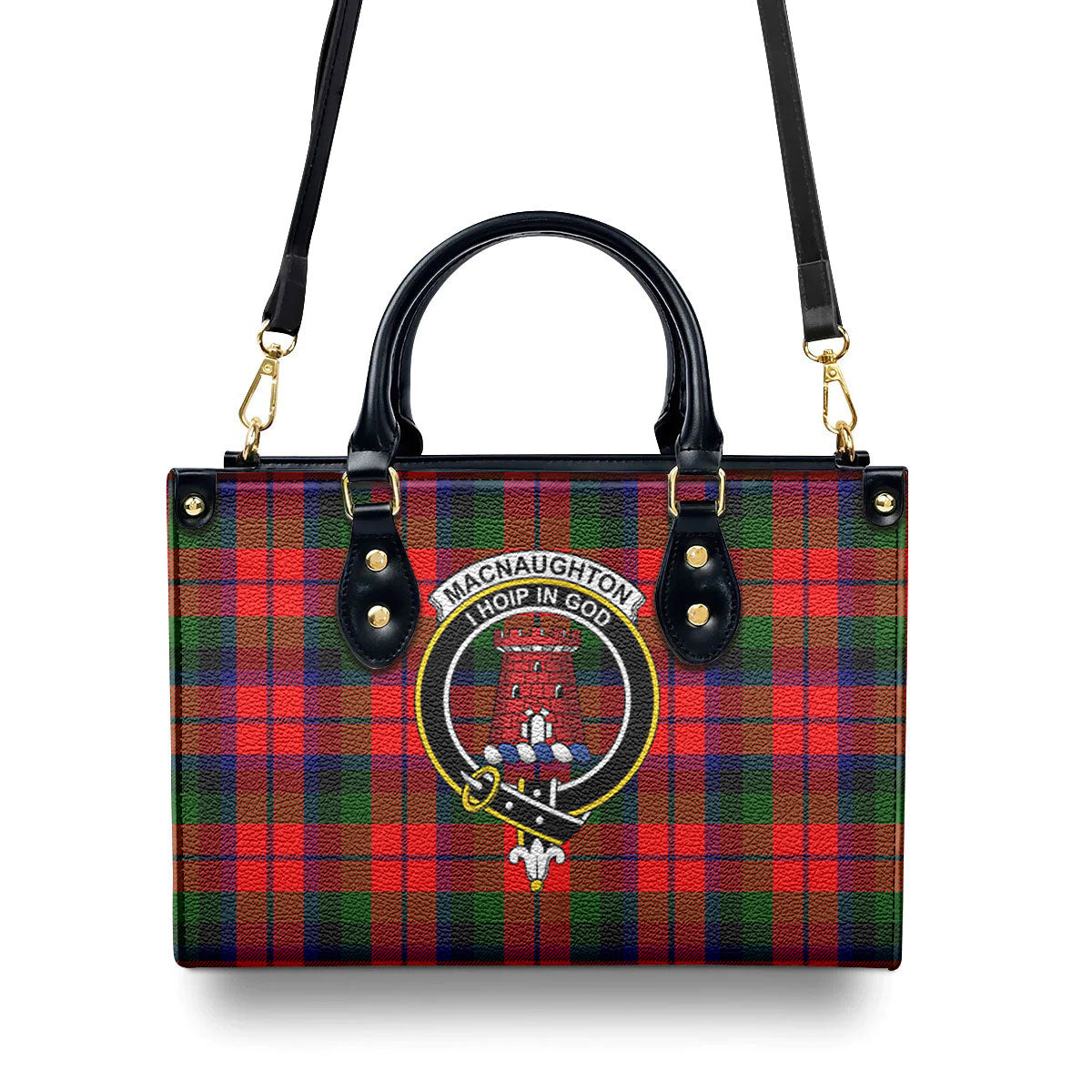 MacNaughton Modern Tartan Crest Leather Handbag