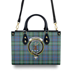 MacPhail Hunting Ancient Tartan Crest Leather Handbag