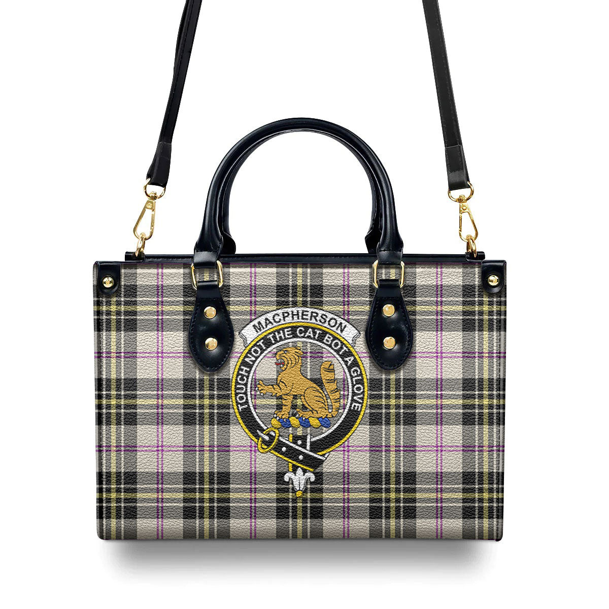 MacPherson Dress Ancient Tartan Crest Leather Handbag