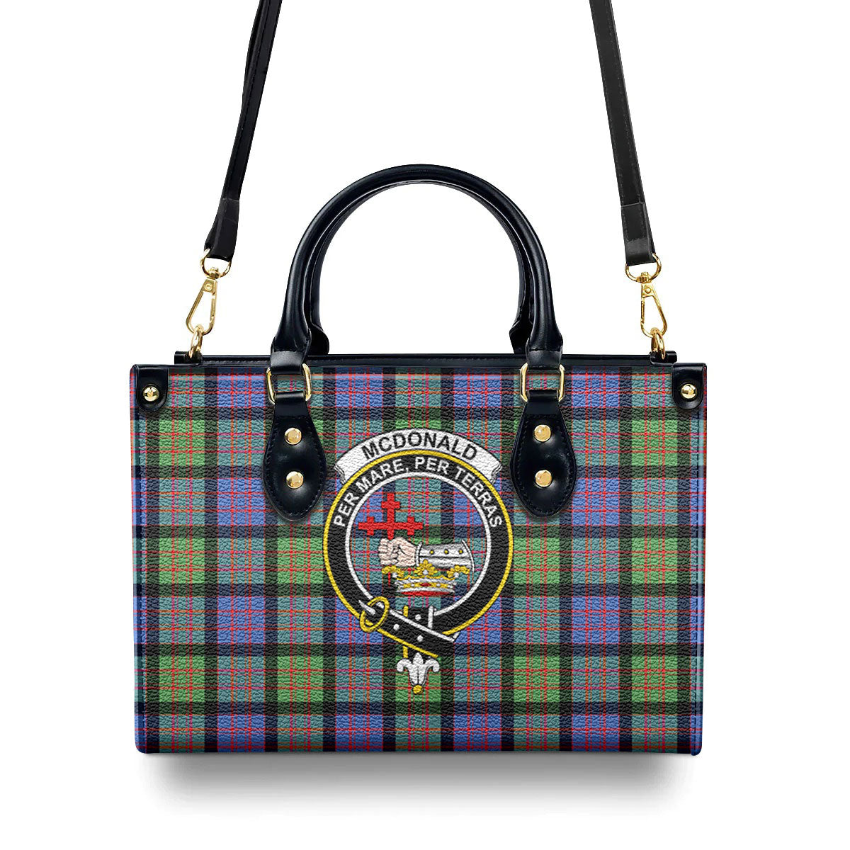 McDonald Ancient Tartan Crest Leather Handbag