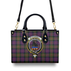 McDonnell of Glengarry Modern Tartan Crest Leather Handbag