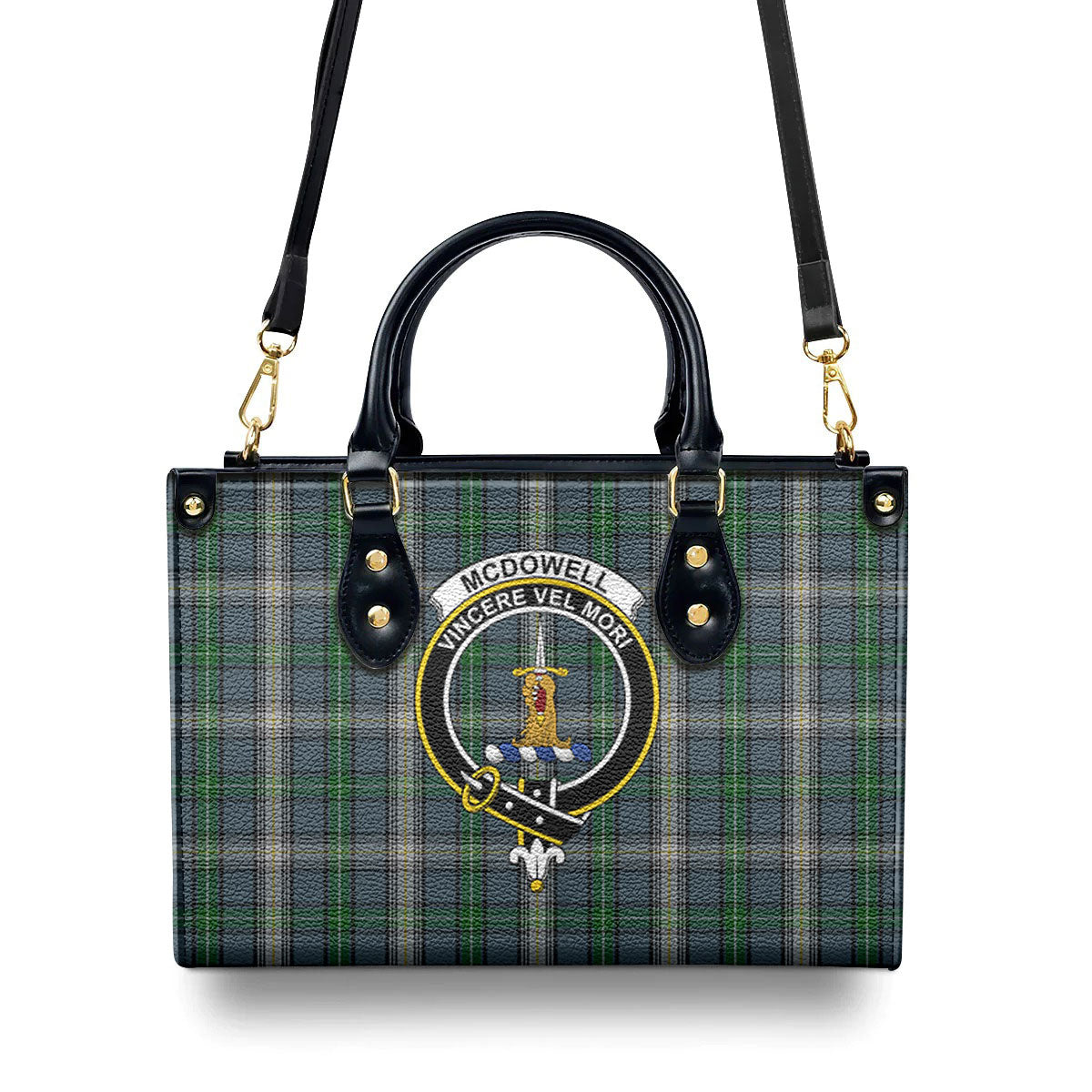 McDowell (MacDowell) Tartan Crest Leather Handbag