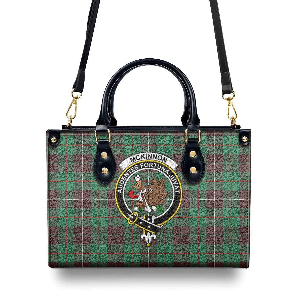 McKinnon Hunting Ancient Tartan Crest Leather Handbag