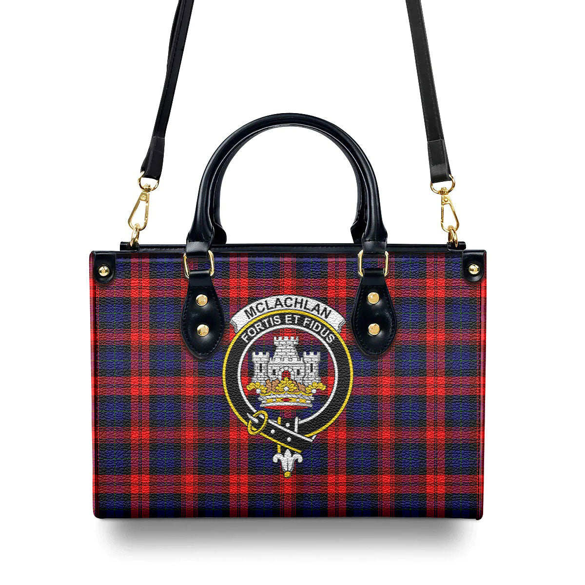 McLachlan Modern Tartan Crest Leather Handbag