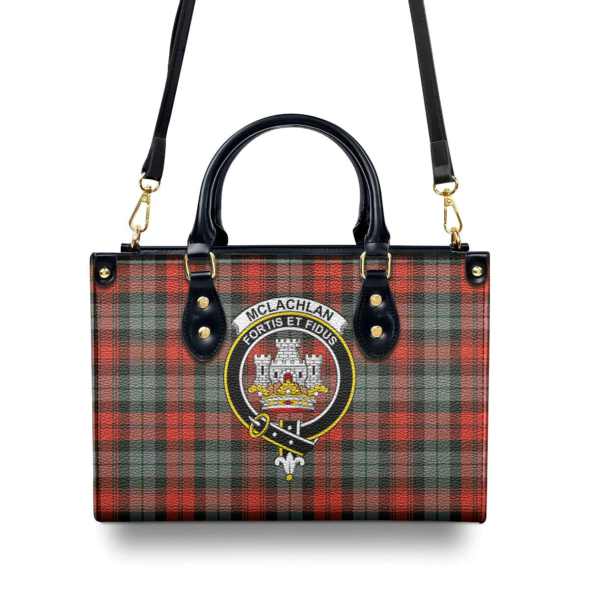 McLachlan Weathered Tartan Crest Leather Handbag