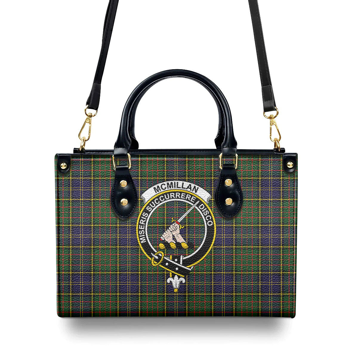 McMillan Hunting Modern Tartan Crest Leather Handbag