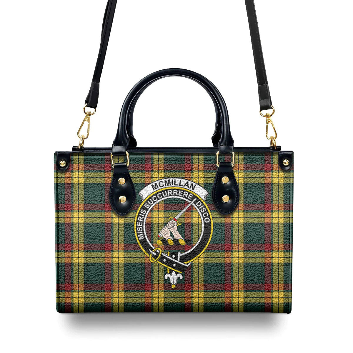 McMillan Old Modern Tartan Crest Leather Handbag