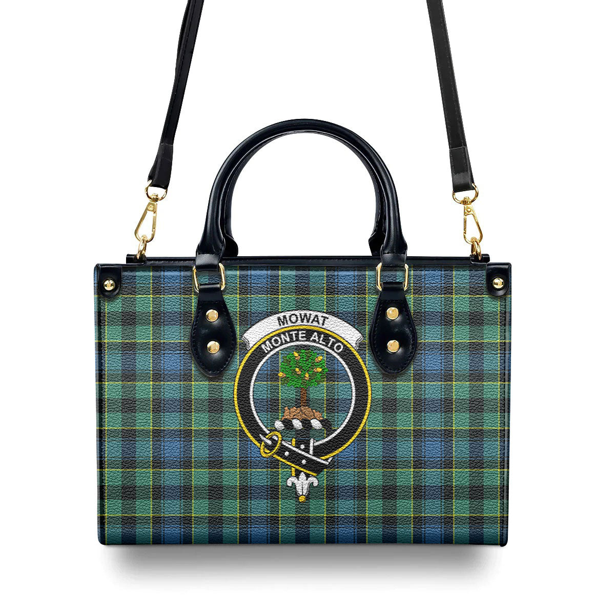 Mowat Ancient Tartan Crest Leather Handbag