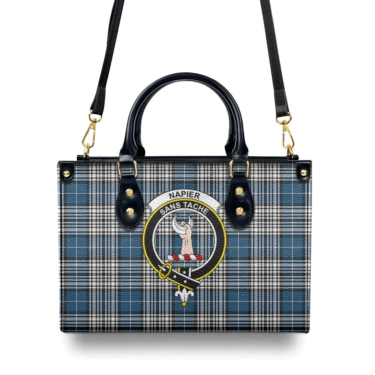 Napier Modern Tartan Crest Leather Handbag