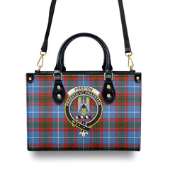 Preston Tartan Crest Leather Handbag