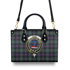 Rose Hunting Modern Tartan Crest Leather Handbag