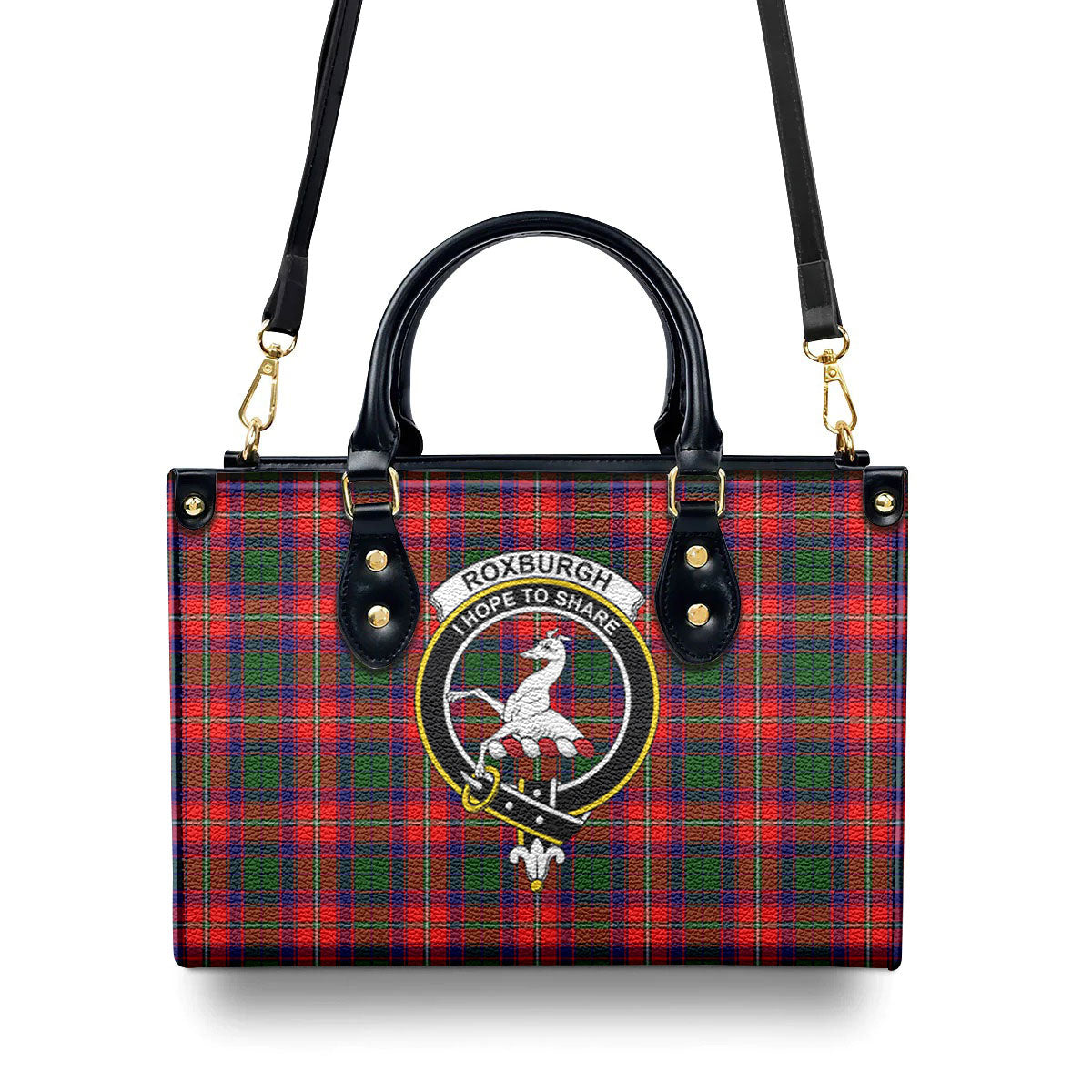 Roxburgh District Tartan Crest Leather Handbag