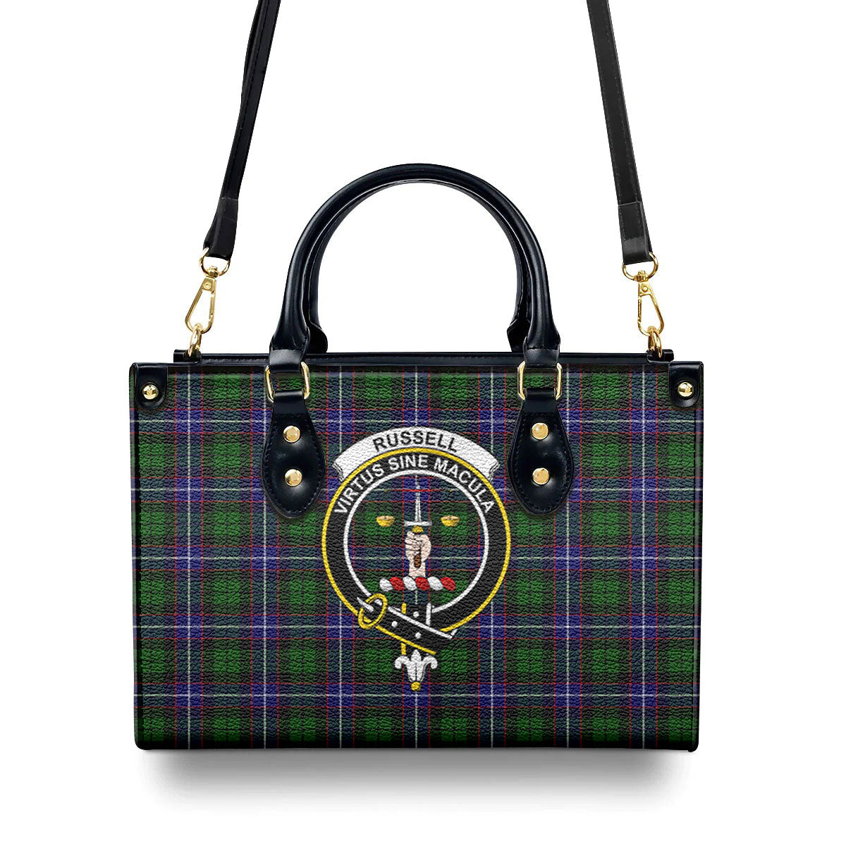 Russell Modern Tartan Crest Leather Handbag