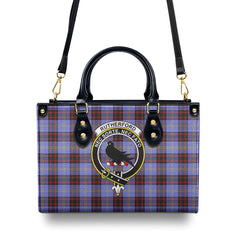 Rutherford Tartan Crest Leather Handbag