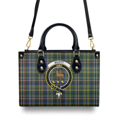 Scott Green Modern Tartan Crest Leather Handbag