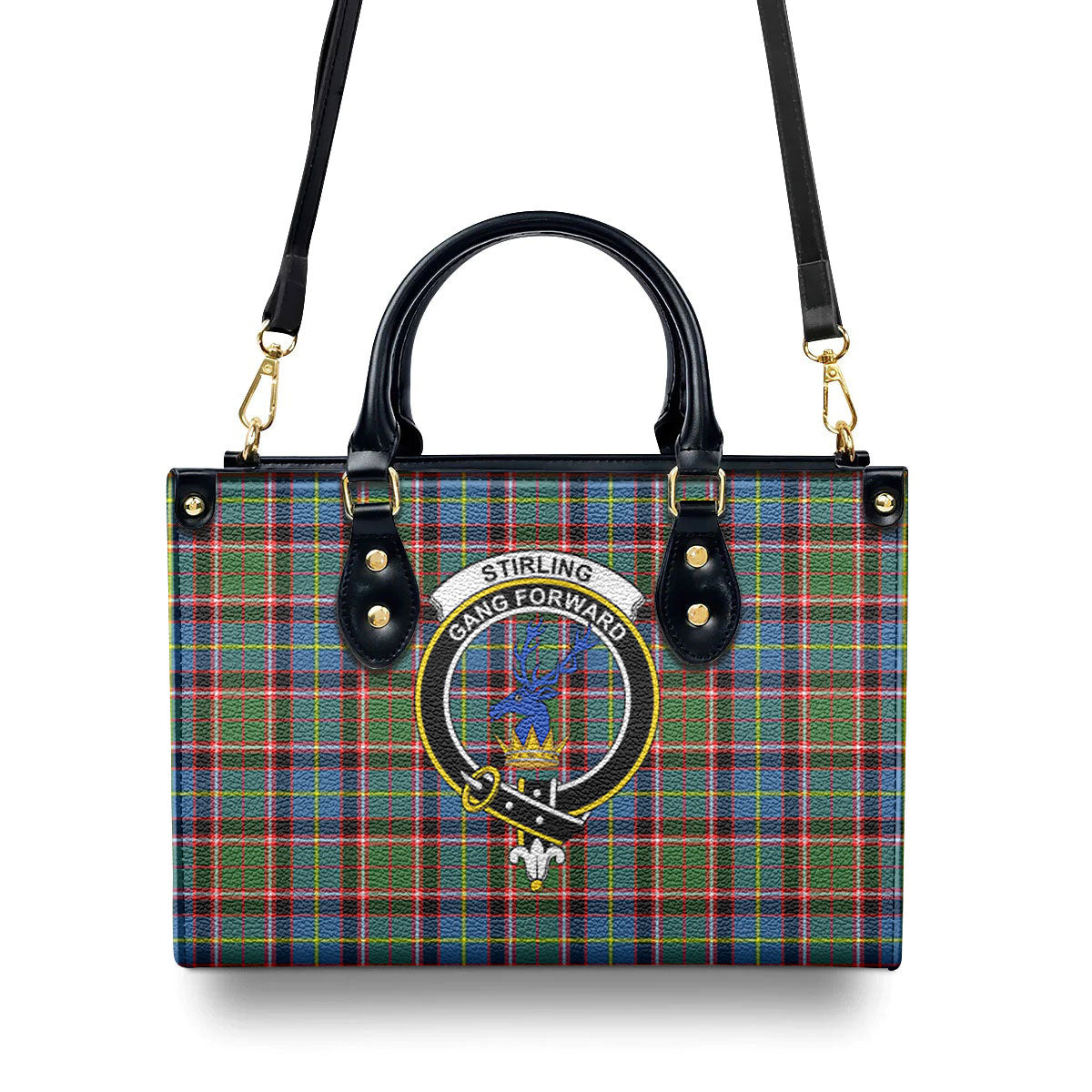 Stirling (of Cadder-Present Chief) Tartan Crest Leather Handbag