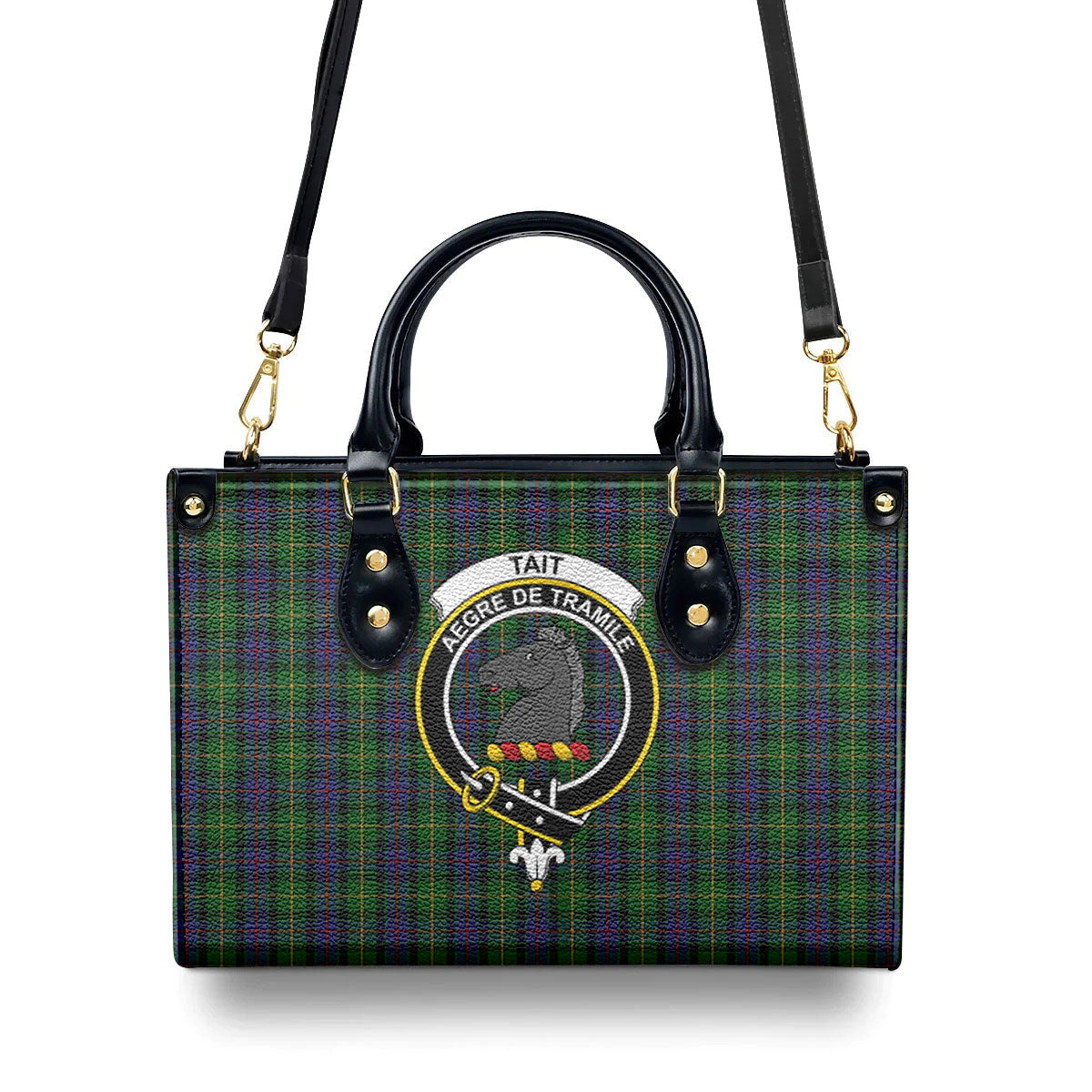 Tait Tartan Crest Leather Handbag