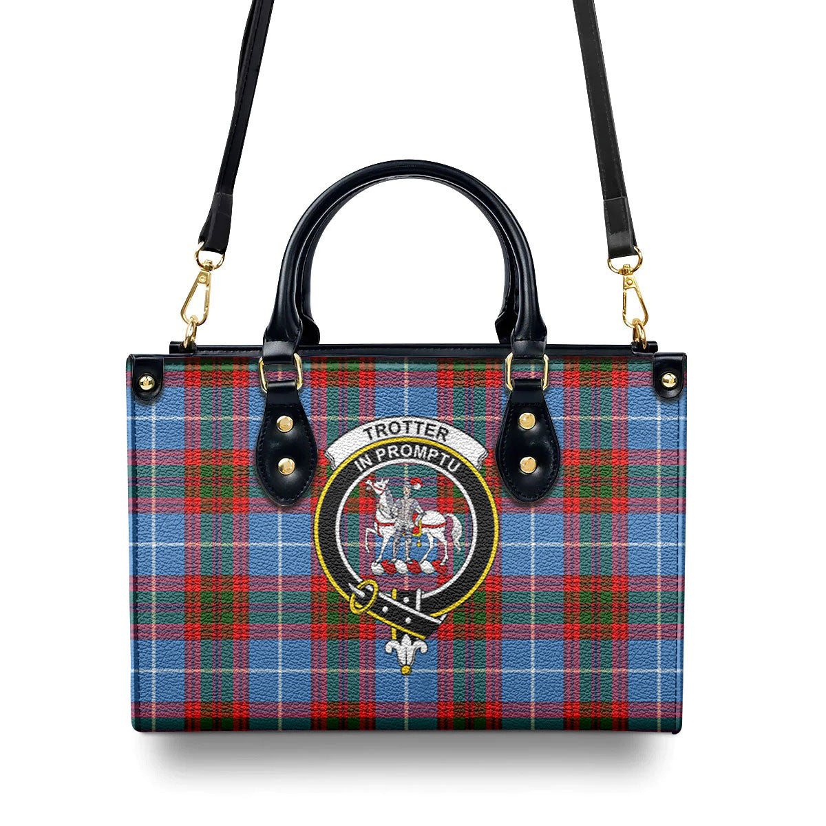 Trotter Tartan Crest Leather Handbag