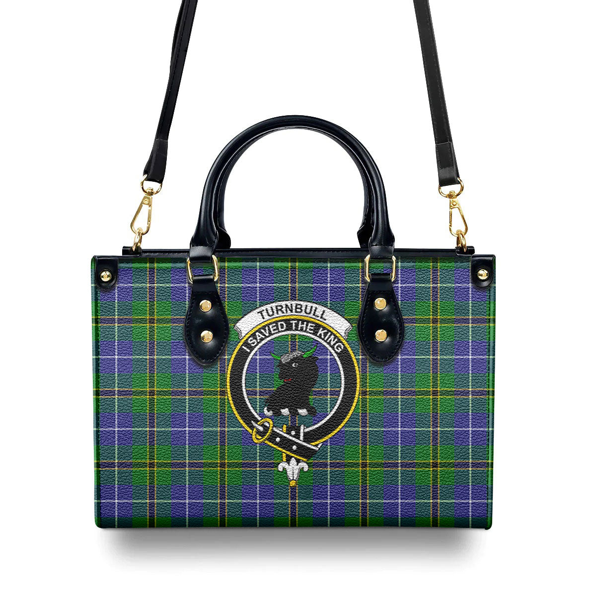 Turnbull Hunting Tartan Crest Leather Handbag