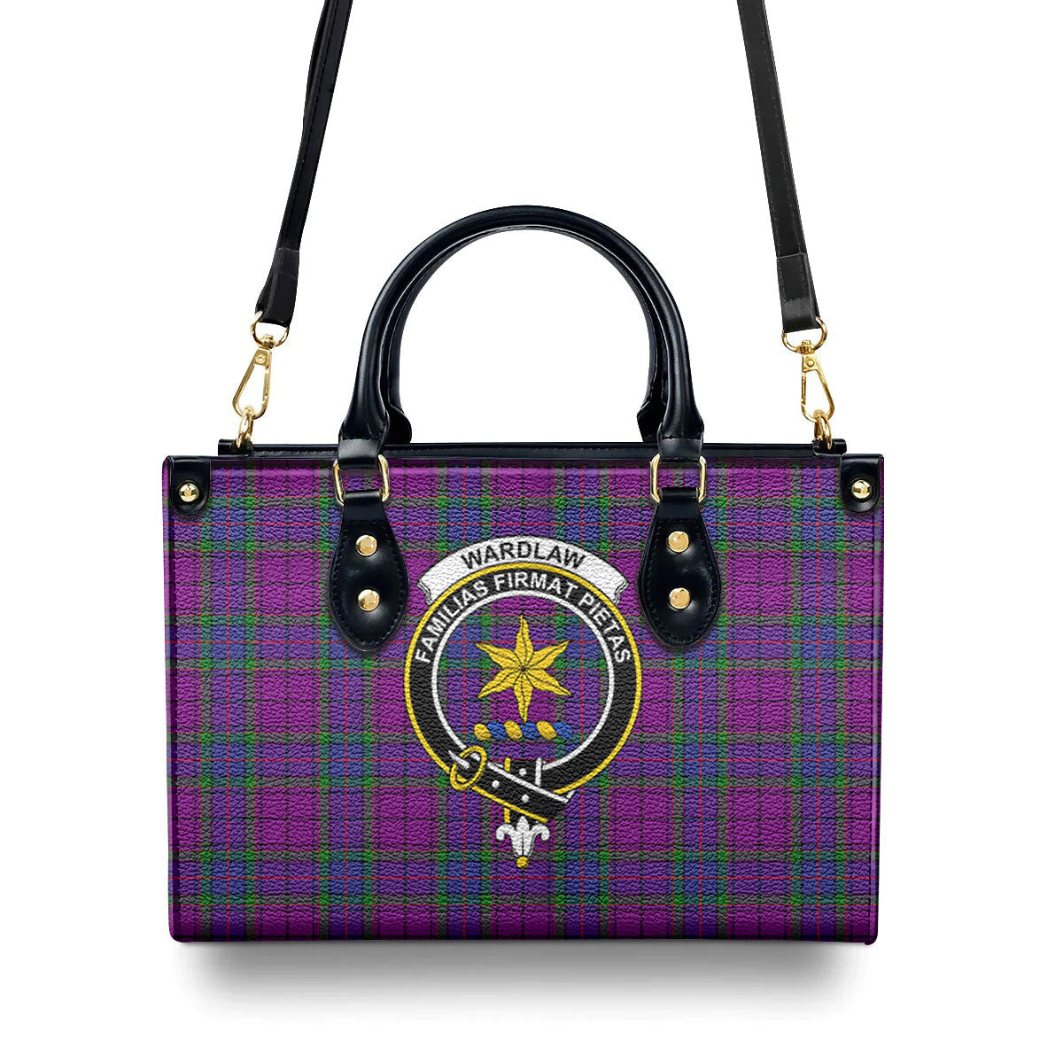 Wardlaw Modern Tartan Crest Leather Handbag