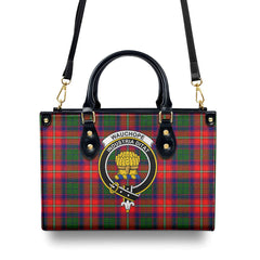 Wauchope (or Waugh) Tartan Crest Leather Handbag