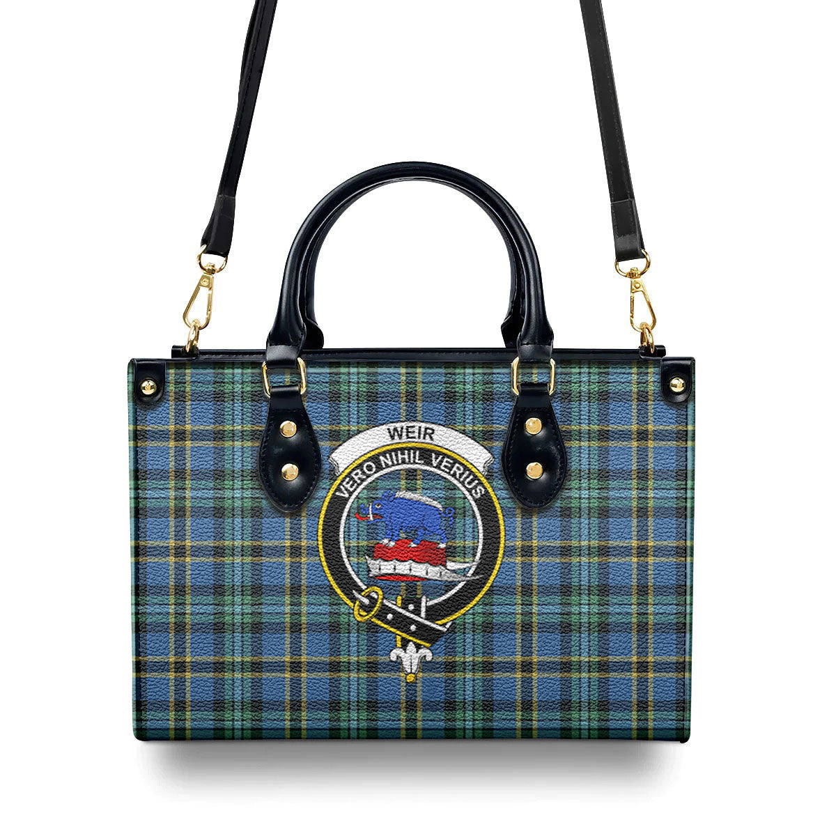 Weir Ancient Tartan Crest Leather Handbag