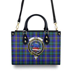 Weir Modern Tartan Crest Leather Handbag