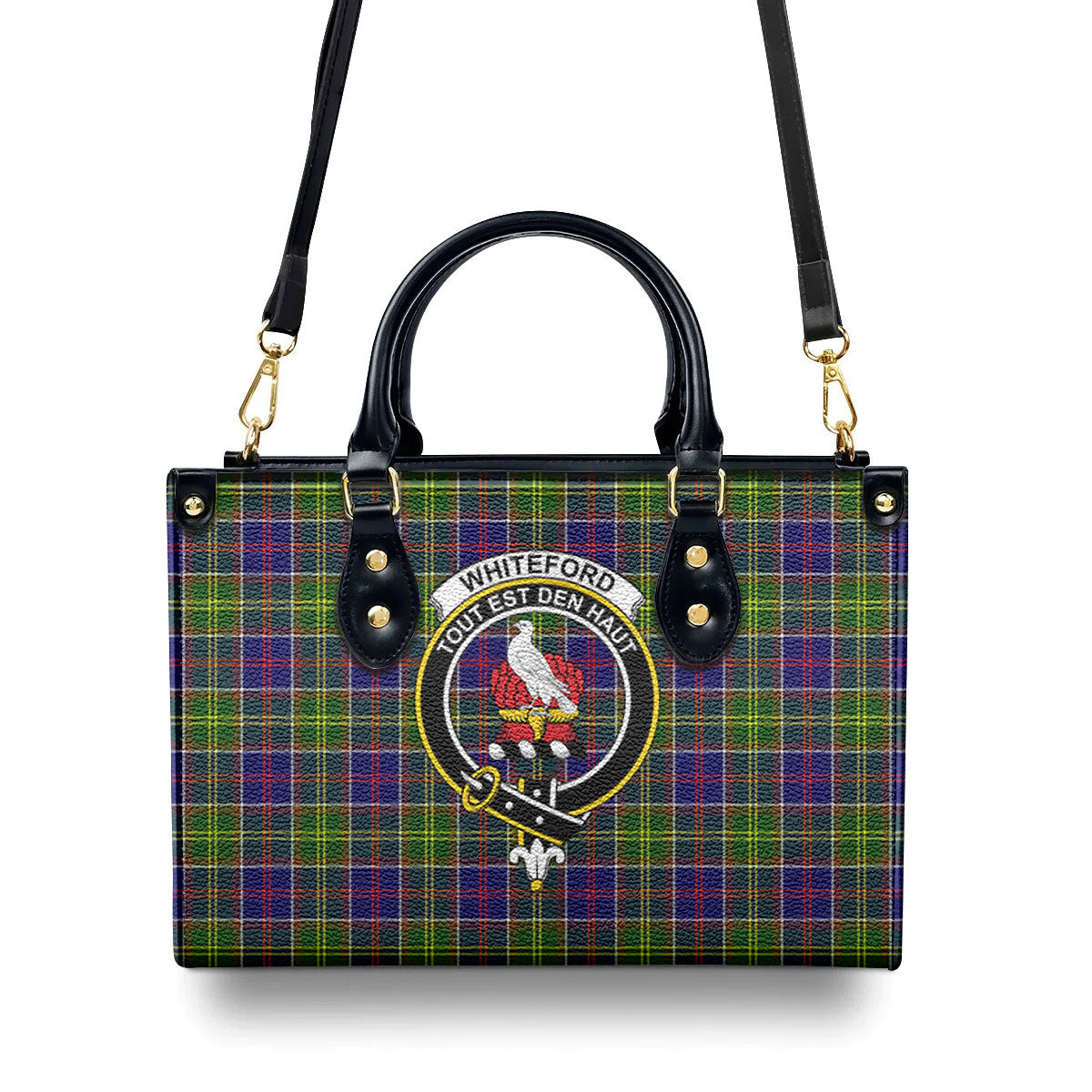 Whiteford Tartan Crest Leather Handbag