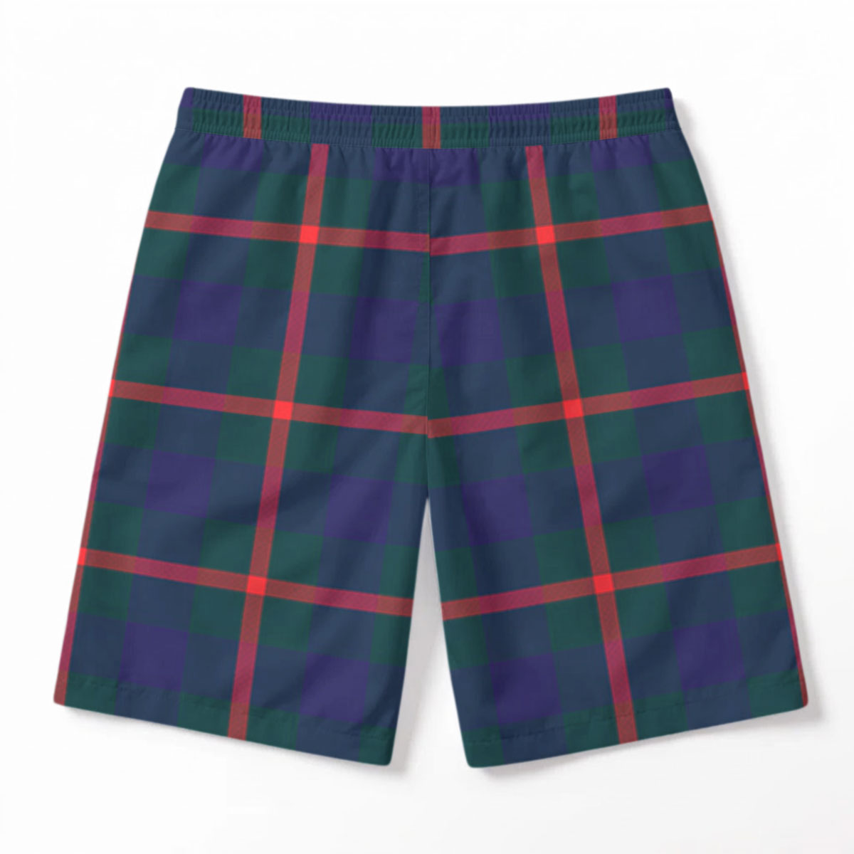 Agnew Modern Tartan Crest Men's Beach Shorts