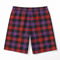 Broun Modern Tartan Crest Men's Beach Shorts