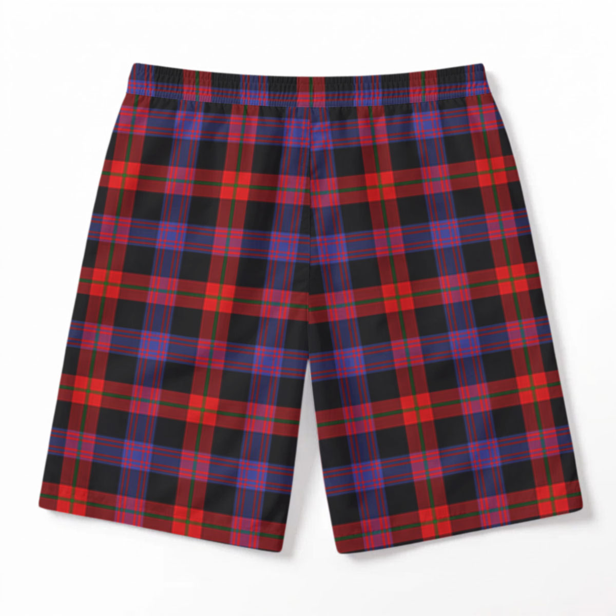 Brown Modern Tartan Crest Men's Beach Shorts