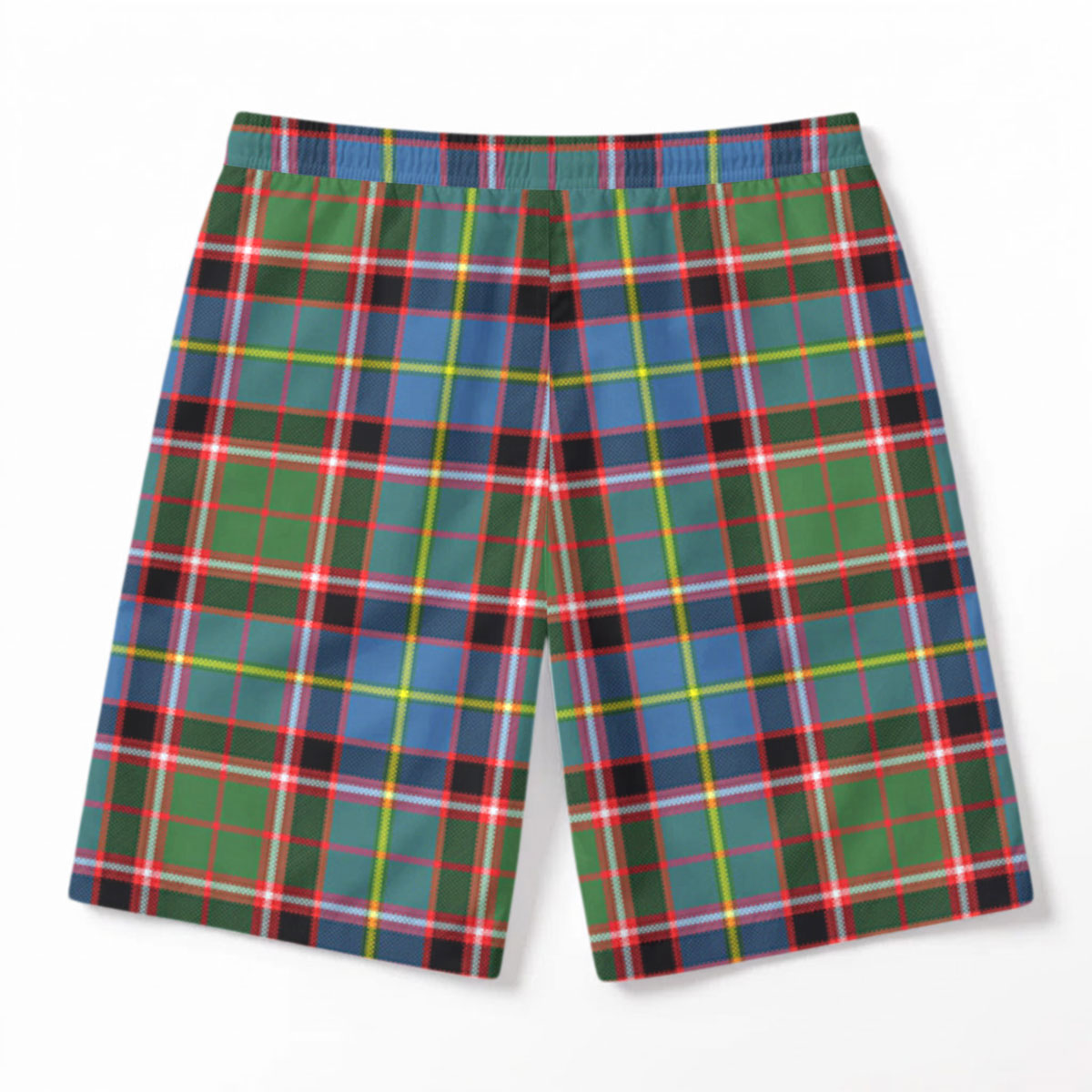 Glass Tartan Crest Men's Beach Shorts