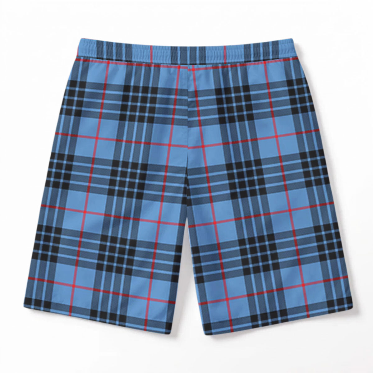 MacKay Blue Tartan Crest Men's Beach Shorts
