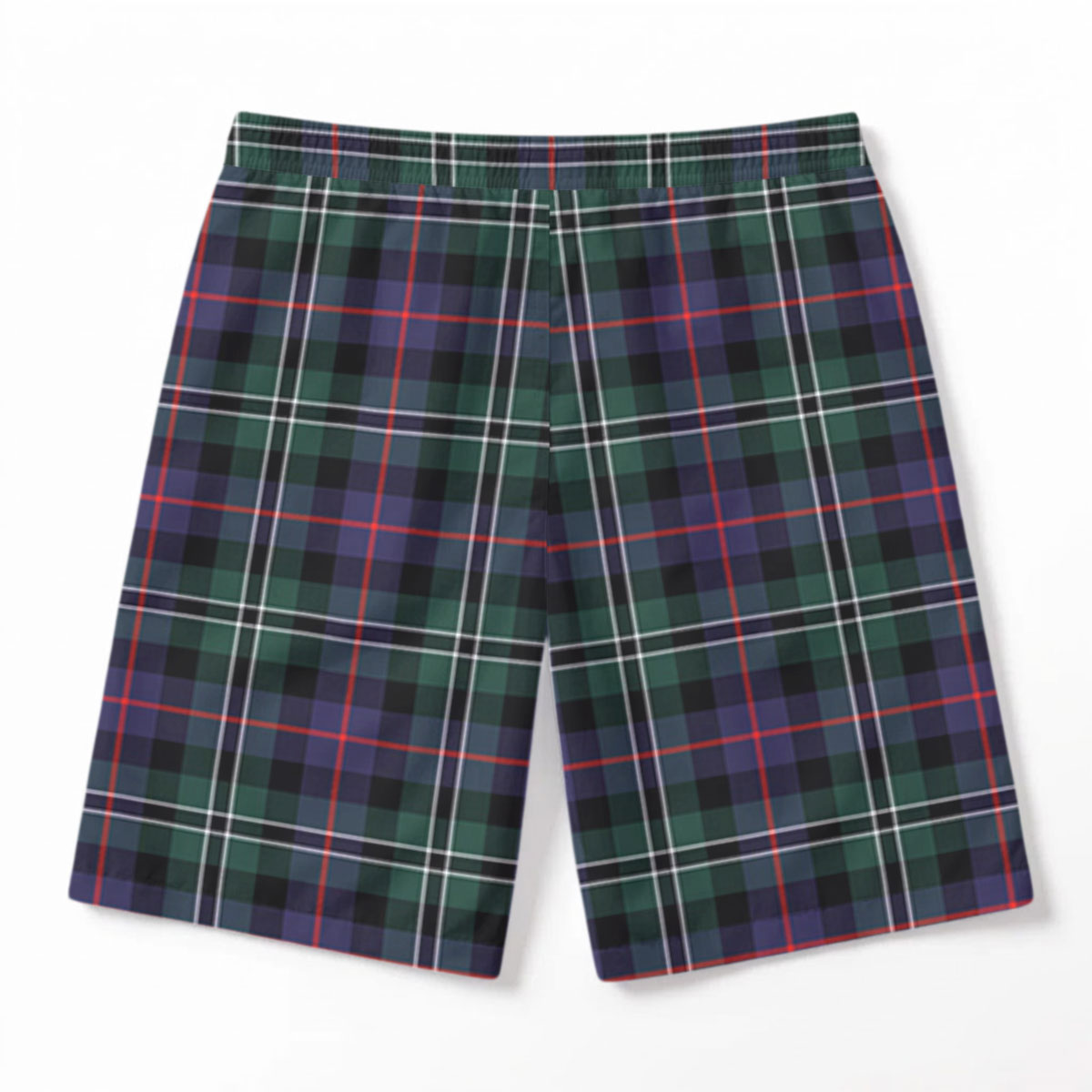 Rose Hunting Modern Tartan Crest Men's Beach Shorts