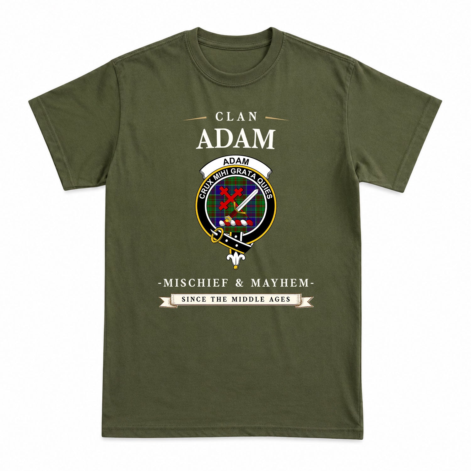 Adam Tartan Crest Mischief and Mayhem T-shirt