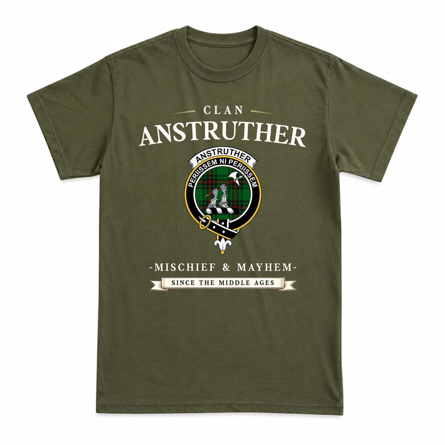 Anstruther Tartan Crest Mischief and Mayhem T-shirt