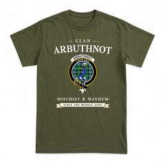 Arbuthnot Ancient Tartan Crest Mischief and Mayhem T-shirt