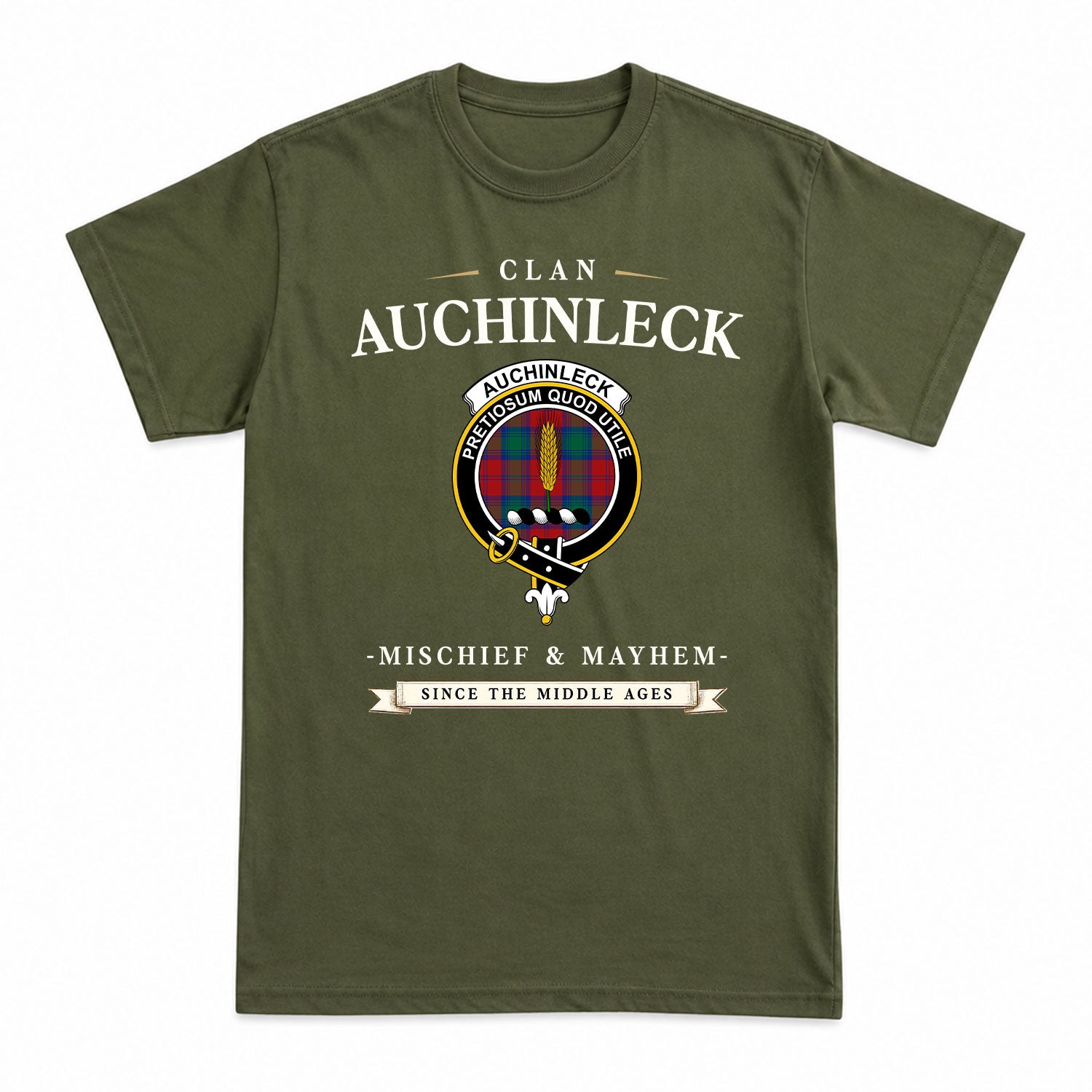 Auchinleck Tartan Crest Mischief and Mayhem T-shirt