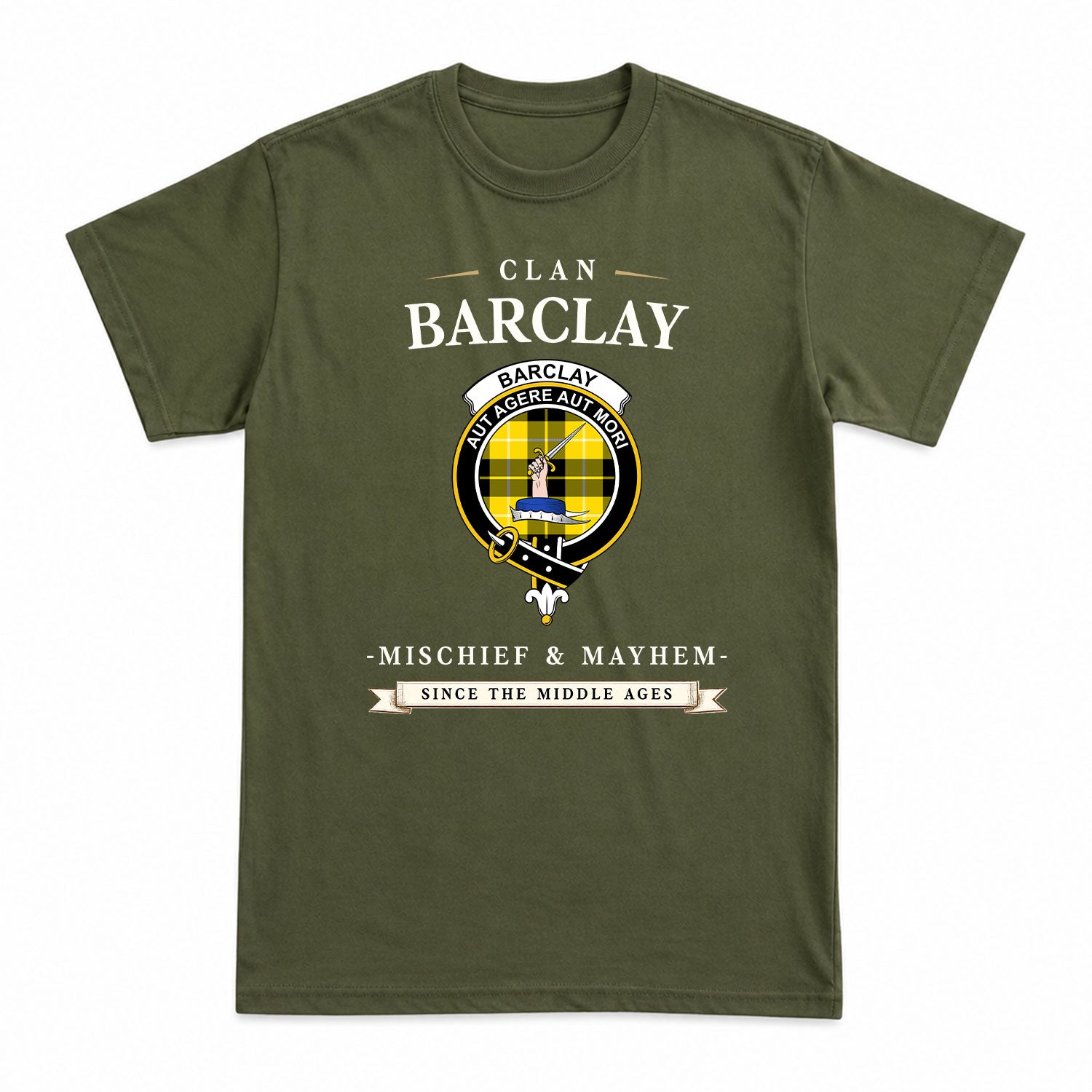 Barclay Dress Modern Tartan Crest Mischief and Mayhem T-shirt