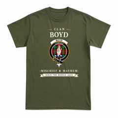 Boyd Modern Tartan Crest Mischief and Mayhem T-shirt