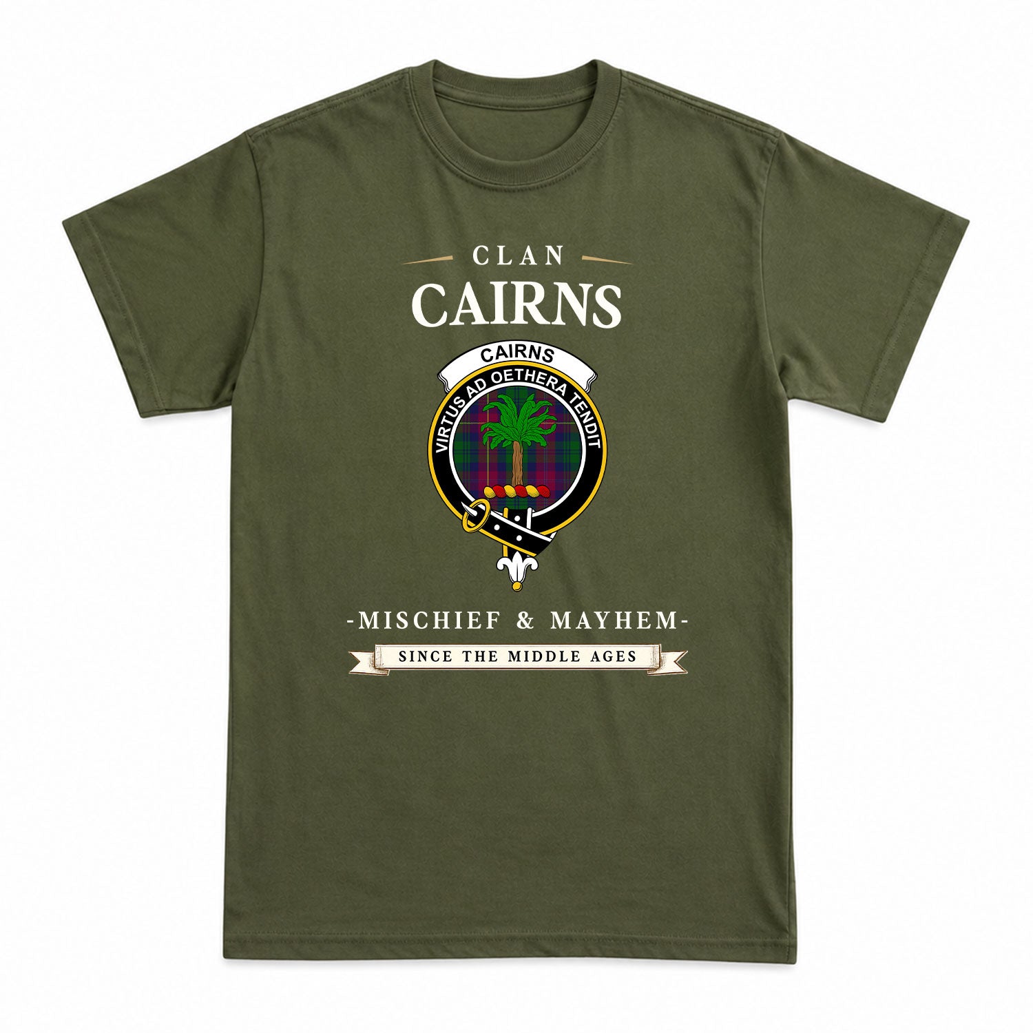 Cairns Tartan Crest Mischief and Mayhem T-shirt