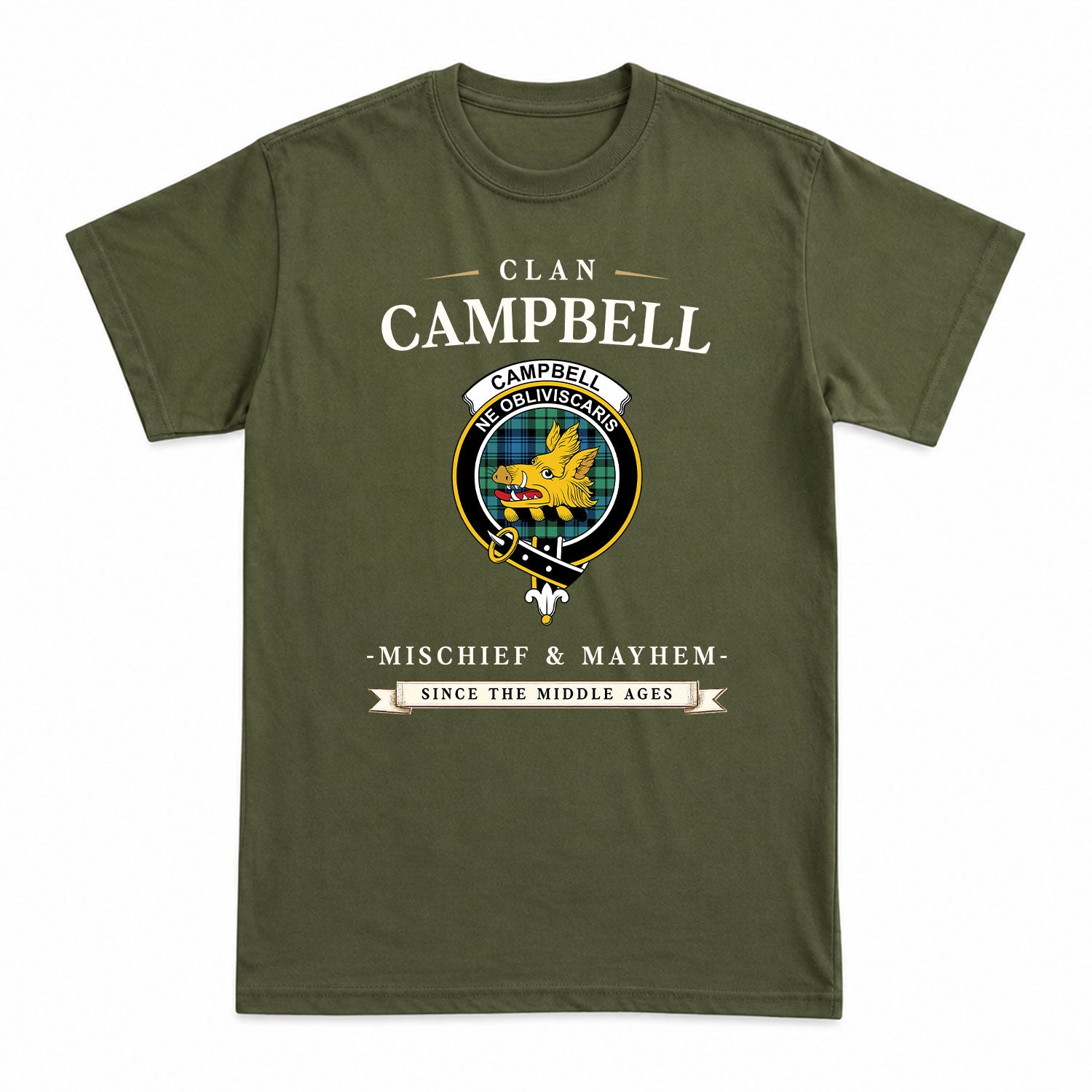 Campbell Ancient 01 Tartan Crest Mischief and Mayhem T-shirt