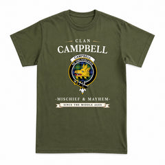 Campbell Argyll Ancient Tartan Crest Mischief and Mayhem T-shirt
