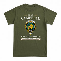 Campbell of Breadalbane Ancient Tartan Crest Mischief and Mayhem T-shirt