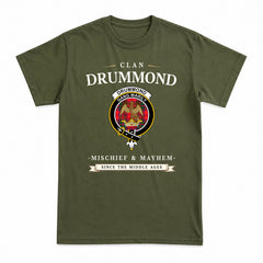 Drummond Modern Tartan Crest Mischief and Mayhem T-shirt