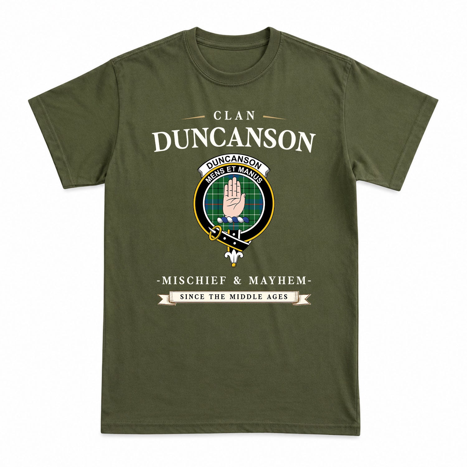 Duncanson Tartan Crest Mischief and Mayhem T-shirt