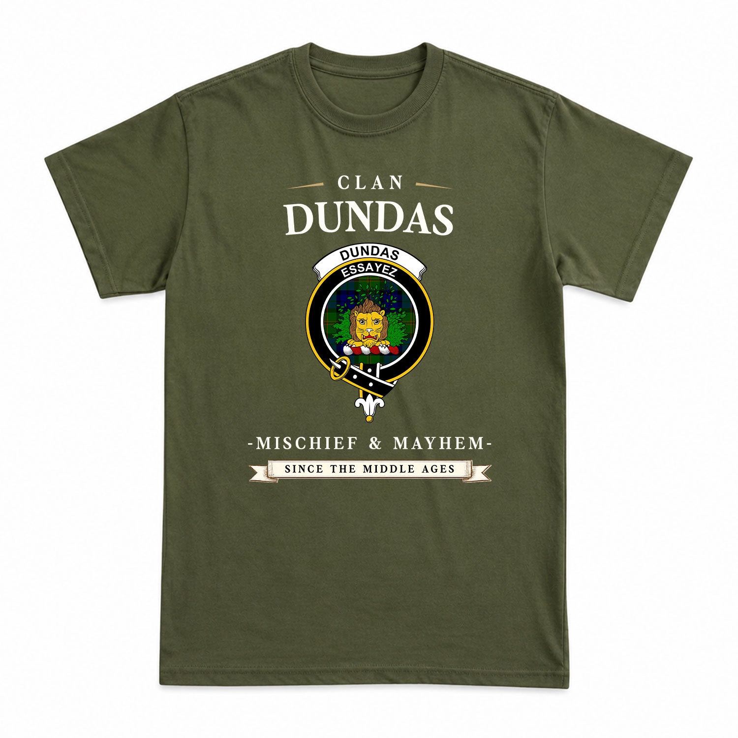 Dundas Modern Tartan Crest Mischief and Mayhem T-shirt